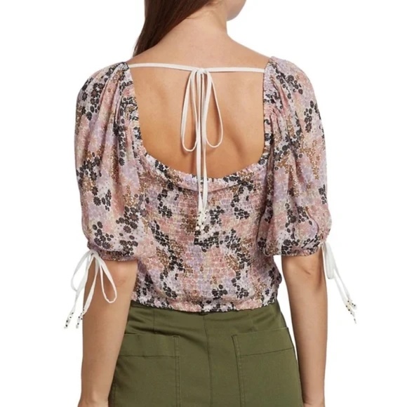 FREE PEOPLE Back On Top Smocked Crop Top in Soft Combo NWOT! - Picture 2 of 13